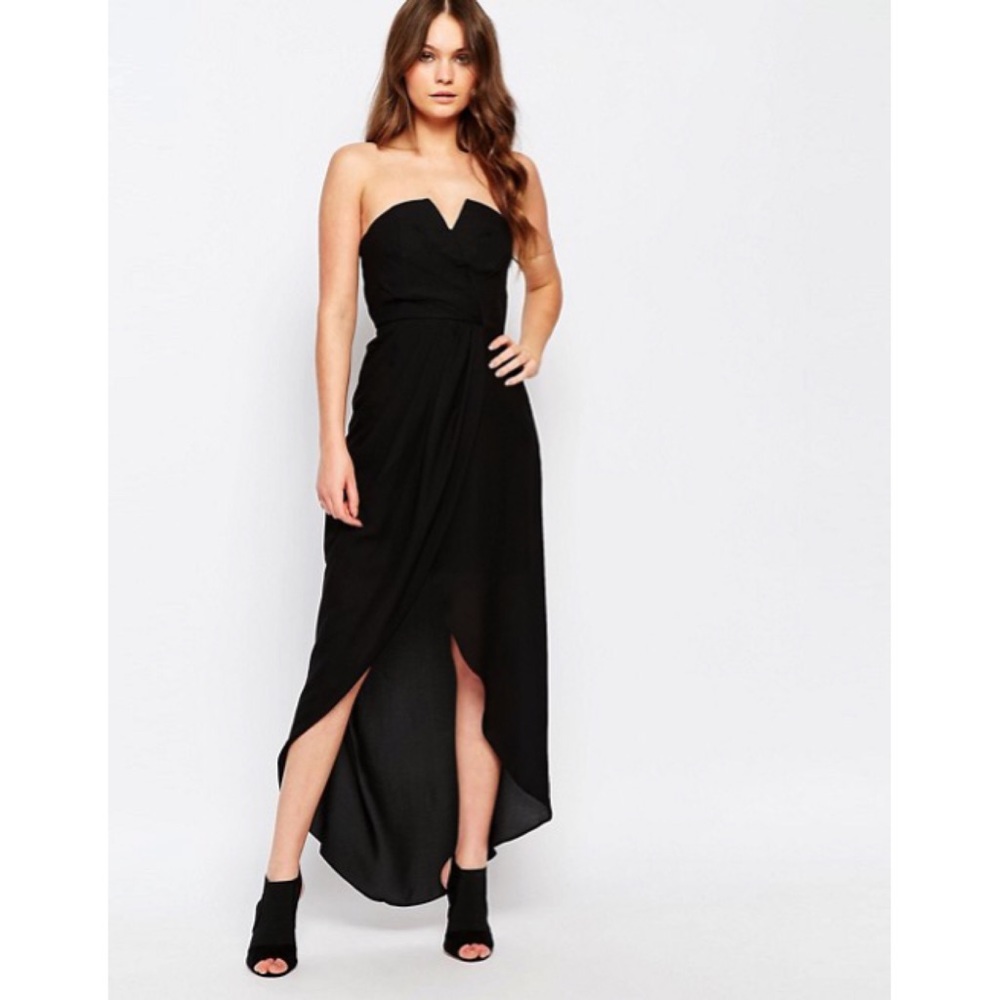 New Look Bandeau Wrap Front Maxi Dress - Black
